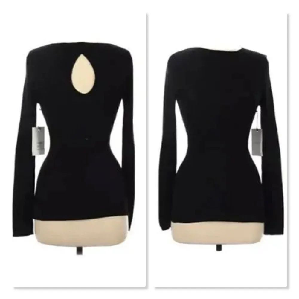Lewit Keyhole Back 100% Wool Sweater size Small in Black